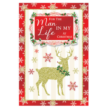 For The Man In My Life Golden Reindeer Festive Design Christmas Card For The Man In My Life Golden Reindeer Festive Design Christmas Card