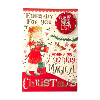 Especially For You Sparkly Magical Christmas Card With Badge