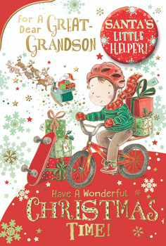 For a Dear Great Grandson Santa's Little Helper Christmas Card