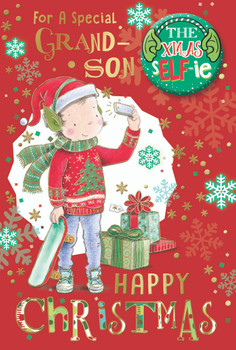For a Special Grandson Selfie Design Christmas Card