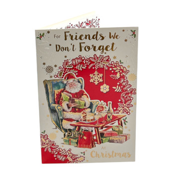 To Friends We Don’t Forget Santa Reading Book Design Christmas Card