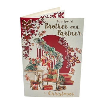 To a Special Brother and Partner Floral Design Christmas Card To a Special Brother and Partner Floral Design Christmas Card