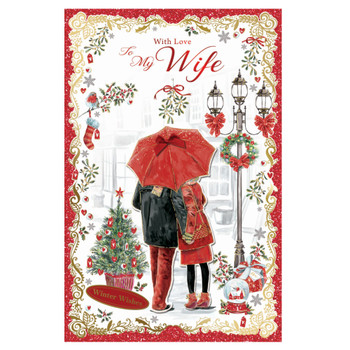 Romantic Festive Design With Love to My Wife Christmas Card