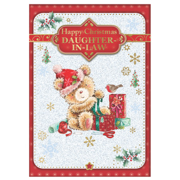 For Daughter In Law Bear Wrapping Gift Design Christmas Card