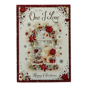 To The One I Love Bear At Window Design Christmas Card To The One I Love Bear At Window Design Christmas Card