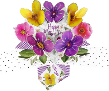 Second Nature Mother's Day Pop Up Card with 'Happy Mother's Day' Lettering & Pansies