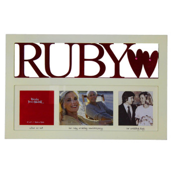 Wendy Jones-Blackett Collage 42cm Wooden Photo Frame Ruby 40th Wedding Anniversary