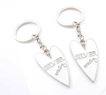 Wendy Jones Blackett Designer Silver Wedding Anniversary Set of 2 Keyrings