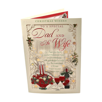 To a Special Dad and His Wife Festive Classic Design Christmas Card To a Special Dad and His Wife Festive Classic Design Christmas Card