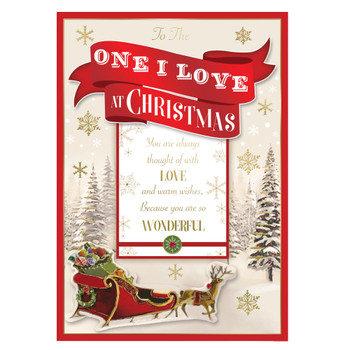 To The One I Love Raindeer Sleigh Design Christmas Card To The One I Love Raindeer Sleigh Design Christmas Card