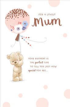Mum Birthday Card Bear Holding Balloon