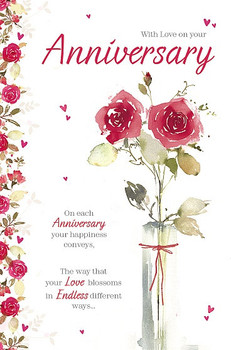 On Your Anniversary With Love Flower Vase Card