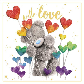 Love Bear With Heart Balloons 3D Holographic With Love Card