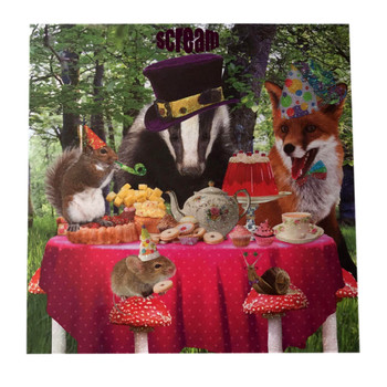 Party Time Square Greeting Card Scream Animal Humour Photo Cards Blank Inside