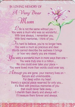 Mum Grave Card Bereavement/ Memoriam Memory Memorial Birthday Christmas