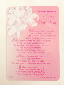 In Loving Memory of A Very Dear Mam Graveside Memorial Card With Holder