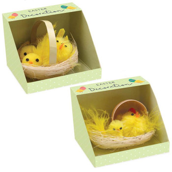 Chenille Chick in Basket Easter Decoration