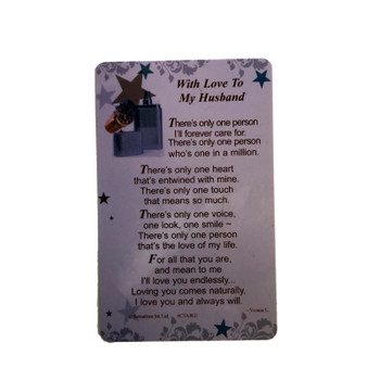 With Love To My Husband Wallet Card (Sentimental Keepsake Wallet / Purse Card)