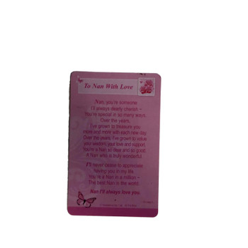 To Nan with love Wallet Card (Sentimental Keepsake Wallet / Purse Card)