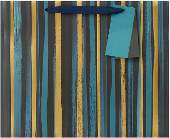 Blue And Gold Stripe Large Size Gift Bag