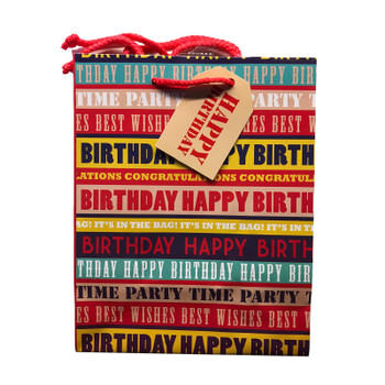 Pack of 12 Text Design Medium Birthday Gift Bags {DC}