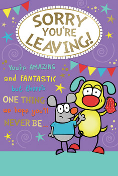 Dog And Rat Saying Bye Design Leaving Witty Words Card