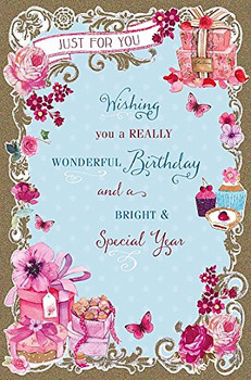 Birthday Presents Cakes Florals Congratulations Greeting Card