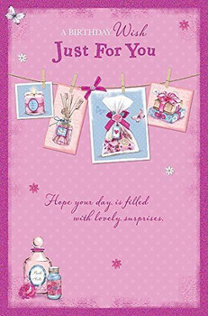 Birthday Pamper Items on Pink Card