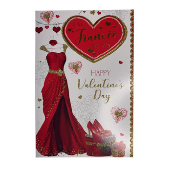 To My Fiancée With Love Beautiful Red Dress Design Valentine's Day Card