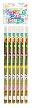 Pack of 6 Farm Pencils with Erasers Pack of 6 Farm Pencils with Erasers