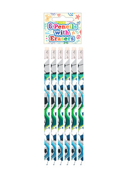 Pack of 6 Football Pencils with Erasers Pack of 6 Football Pencils with Erasers