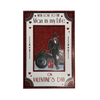 Man In My Life Gentleman With Vintage Car Design Valentine's Day Card
