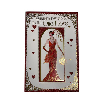 One I Love Lady In Red Gown Design Female Valentine's Day Card
