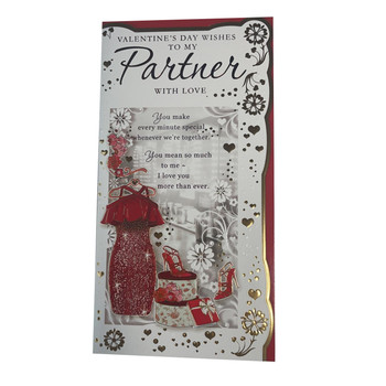 Valentine's Day Wishes To My Partner With Love Beautiful Red Dress Design Card