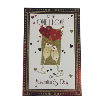 To The One I Love Hearts And Champagne Design Open Valentine's Day Card