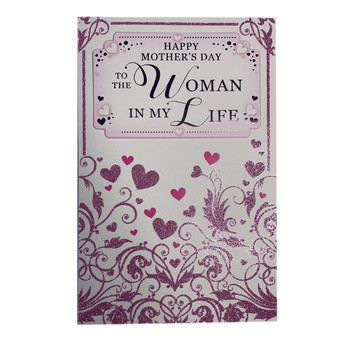 To The Woman In My Life Glitter Hearts Design Mother's Day Card