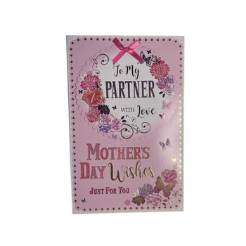 To My Partner Floral Design Mother's Day Wishes Card