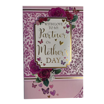 To My Partner Roses and Butterflies Design Mother's Day Card