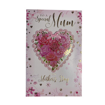 To A Special Mum Floral Heart With Ribbon Design Mother's Day Card