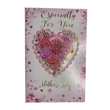 Especially For You Floral Heart With Ribbon Design Mother's Day Card