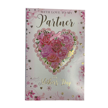 To My Partner Floral Heart With Ribbon Design Mother's Day Card