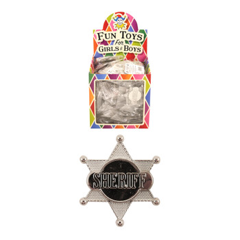 Box of 48 Silver Sheriff Badges (6.4cm x 5.5cm) Box of 48 Silver Sheriff Badges (6.4cm x 5.5cm)