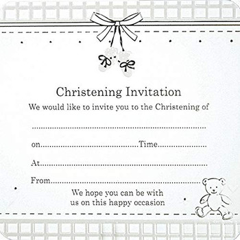 Pack of 10 White Booties Christening Invitations