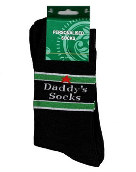 Daddy's Socks Mens Personalised Pair Black & Green One Size Christmas Gift Daddy
