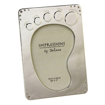 Juliana Silverplated Footprint Data Photo Frame 3.5" x 5"