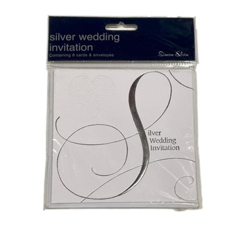 Invitation Silver Wedding Anniversary 6 pack with Envelopes