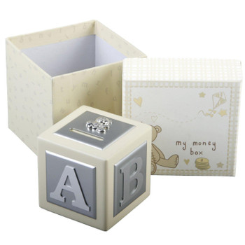 Button Corner Silver Plated Money Box