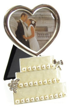 Juliana Silverplated Wedding Cake Photo Frame with Heart