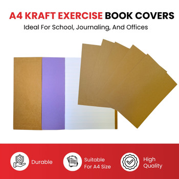Pack of 50 A4 Kraft Paper Exercise Book Covers by Janrax Pack of 50 A4 Kraft Paper Exercise Book Covers by Janrax