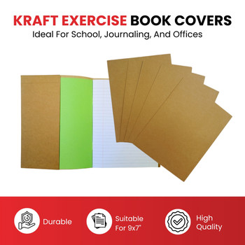 Pack of 50 9x7" Kraft Paper Exercise Book Covers by Janrax Pack of 50 9x7" Kraft Paper Exercise Book Covers by Janrax